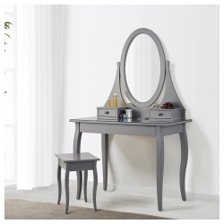 Фото3.Туалетный столик с зеркалом серый HEMNES IKEA 603.991.67